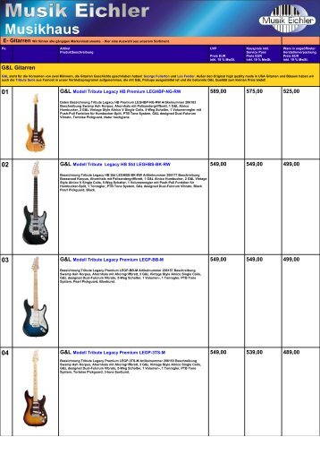 Homepage E-Gitarren neu - Musik Eichler