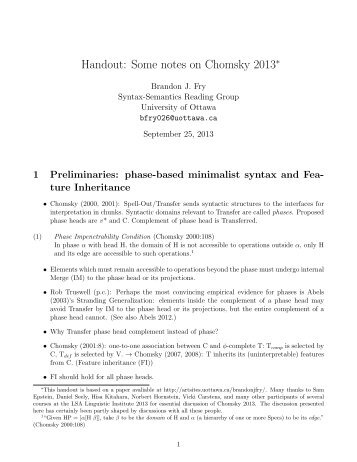 Handout: Some notes on Chomsky 2013 - ArtSites