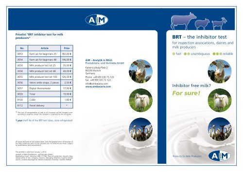 AiM Flyer - Analytik in Milch Produktions- und Vertriebs GmbH