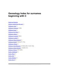 Genealogy Index for surnames beginning with C - auf kreibaum.de