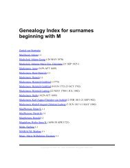 Genealogy Index for surnames beginning with M - auf kreibaum.de