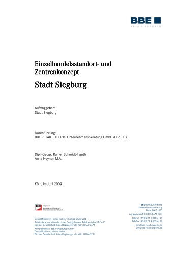 Einzelhandels- und Zentrenkonzept der Kreisstadt Siegburg (pdf)