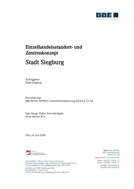Einzelhandels- und Zentrenkonzept der Kreisstadt Siegburg (pdf)