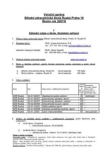 výroční zpráva 2007/2008 - Střední Zdravotnická Škola Ruská