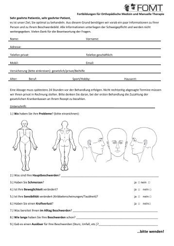 Anamnesebogen - FOMT