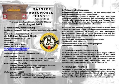 Flyer - Mainzer Automobil Classic