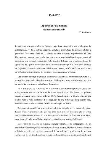 1949-1977 Apuntes para la historia del cine en Panamá*