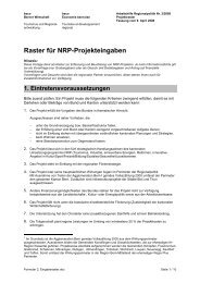 Raster für NRP-Projekteingaben - Region Emmental