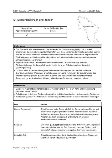 S1 Siedlungsgrenzen und -ränder - Region Emmental