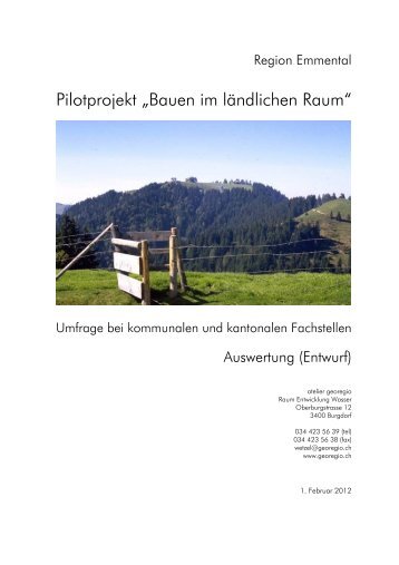 Pilotprojekt „Bauen im ländlichen Raum“ - Region Emmental