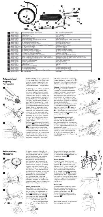 Anbauanleitung Kupplung Fahrradseitig ... - Weber Technik GmbH