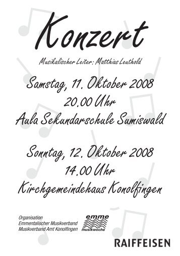 Konzertprogramm 2008 - Emmentalischer Musikverband
