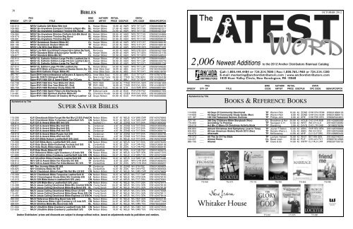 Bibles Anchor Distributors