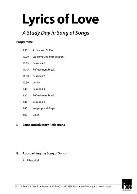 A Study Day in Song of Songs (Handout) ( pdf )