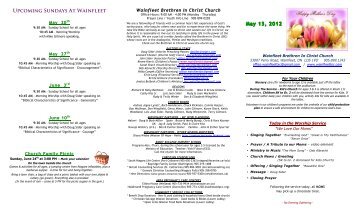 Upcoming Sundays At Wainfleet - Wainfleet Brethren In Christ Church