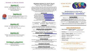 Sundays & Special Events October 28, 2012 The Weekly - Wainfleet ...