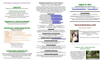 Upcoming Sundays At Wainfleet - Wainfleet Brethren In Christ Church