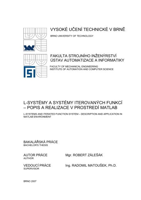 vysokÃ© uÄenÃ­ technickÃ© v brnÄ l-systÃ©my a systÃ©my iterovanÃ½ch funkcÃ­