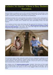 Exclusive Jet charter- A Boon to Busy Business Executives