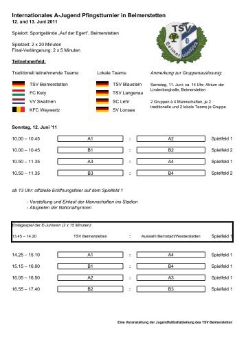 Internationales A-Jugend Pfingstturnier in Beimerstetten - TSV ...