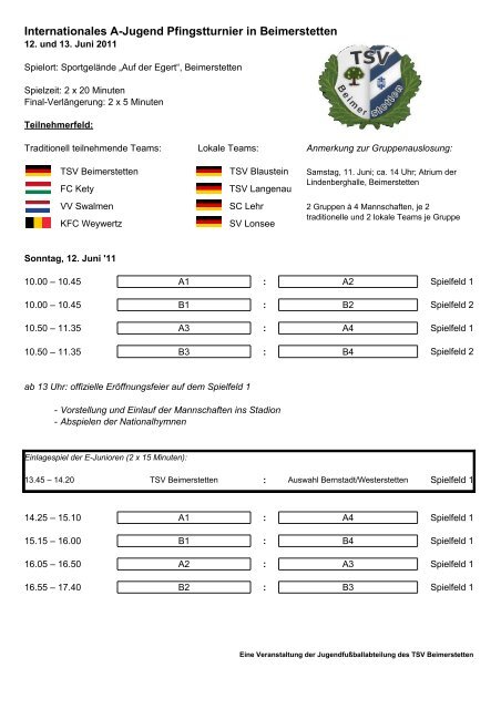 Internationales A-Jugend Pfingstturnier in Beimerstetten - TSV ...