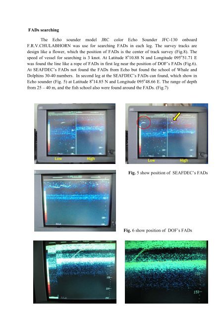 FADs searching The Echo sounder model JRC color Echo Sounder ...