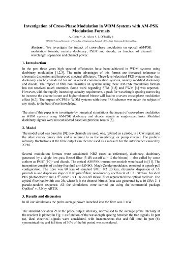 Investigation of Cross-Phase Modulation in WDM Systems with AM ...