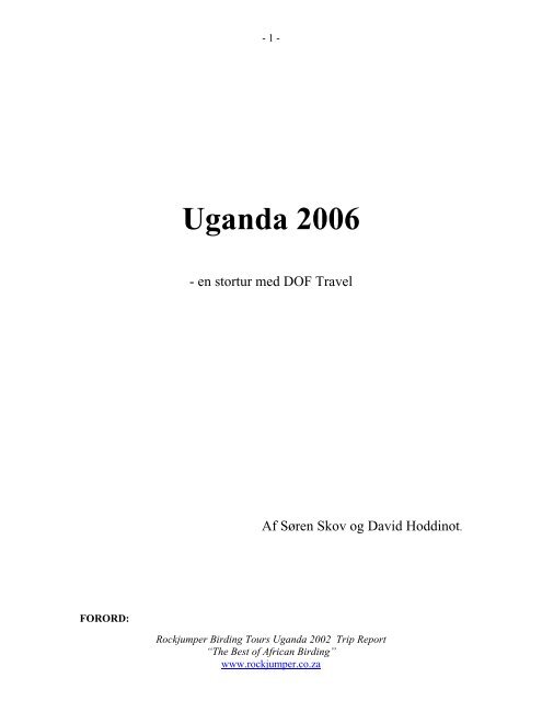 RBT Uganda Jan-Feb 2002 Bird Trip Report - DOF Travel