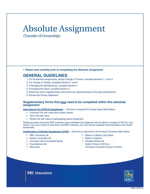 rbc absolute assignment form