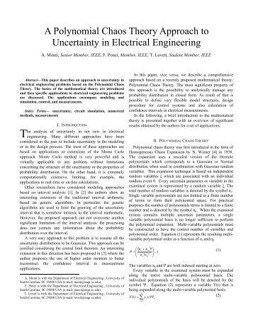 A Polynomial Chaos Theory Approach to Uncertainty in Electrical ...