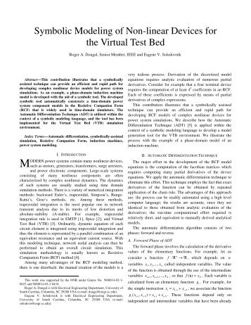 Symbolic Modeling of Non-linear Devices for the Virtual Test Bed