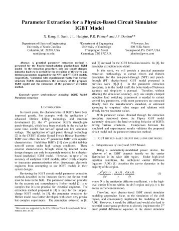 Parameter Extraction for a Physics-Based Circuit Simulator IGBT ...