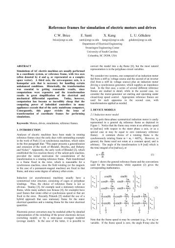 Reference Frames for Simulation of Electric Motors and Drives