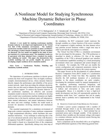 A Nonlinear Model for Studying Synchronous Machine Dynamic ...