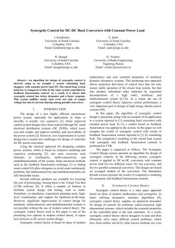 Synergetic Control for DC-DC Buck Converters with Constant Power ...