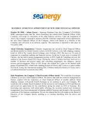Seanergy Announces Appointment of New Chief Financial Officer