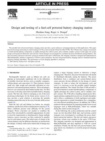 Design and testing of a fuel-cell powered battery charging station