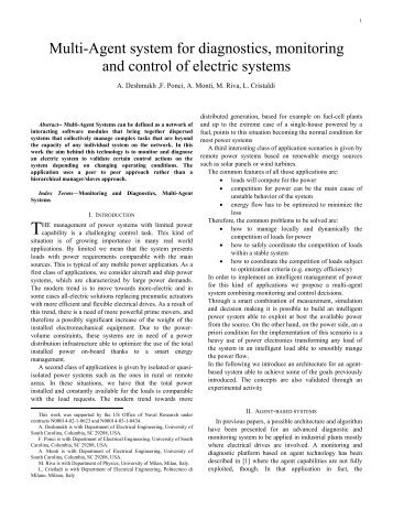 Multi-Agent system for diagnostics, monitoring and control of electric ...