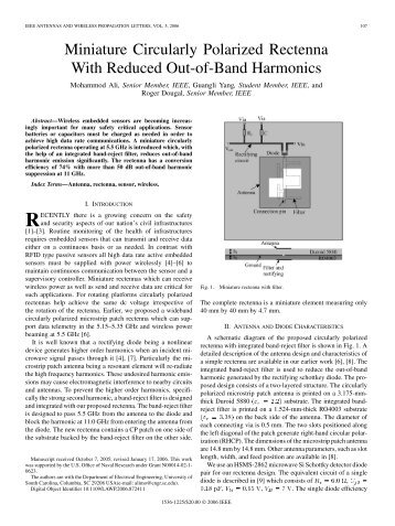 Miniature Circularly Polarized Rectenna With ... - IEEE Xplore