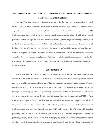 FPGA Implementation of Neural Network-Based Controllers for ...
