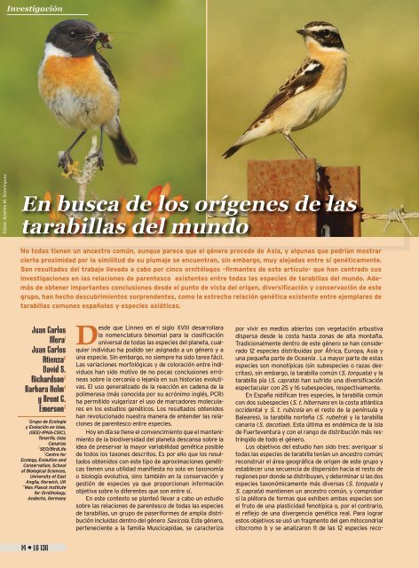 En Busca De Los Oragenes De Las Tarabillas Del Mundo Ipna Csic