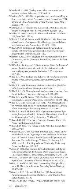 Cockroache; Ecology, behavior & history - W.J. Bell