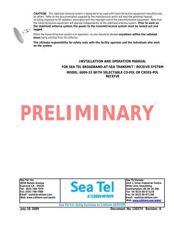 Installation and Operation Manual - r/v oceanus