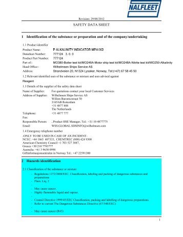 SAFETY DATA SHEET 1 Identification of the ... - Wilhelmsen