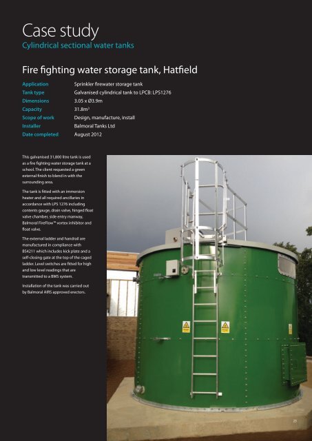 water storage tank - Balmoral Group