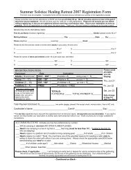 Summer Solstice Healing Retreat 2007 Registration Form