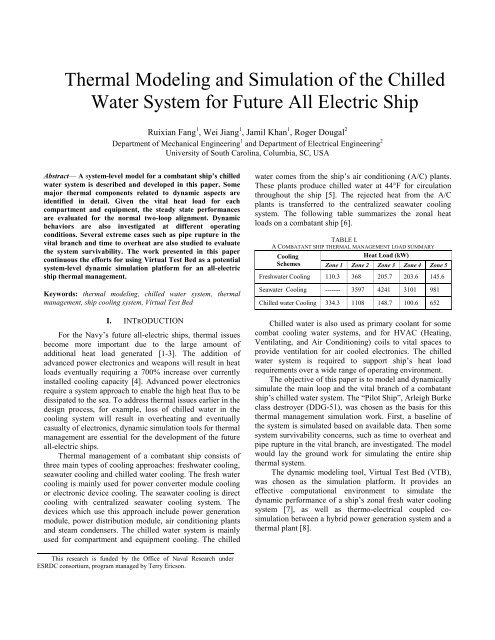Thermal Modeling and Simulation of the Chilled Water System for ...