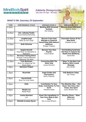 WHAT'S ON: Saturday 29 September - Mind Body Spirit Festival