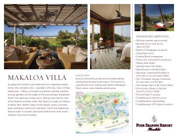 Discover the Makaloa Villa - Four Seasons Hotels and Resorts