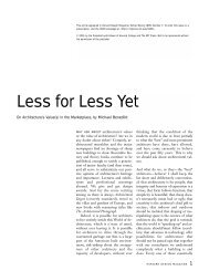 Less for Less Yet: On Architecture's Value(s) in ... - Michael Benedikt